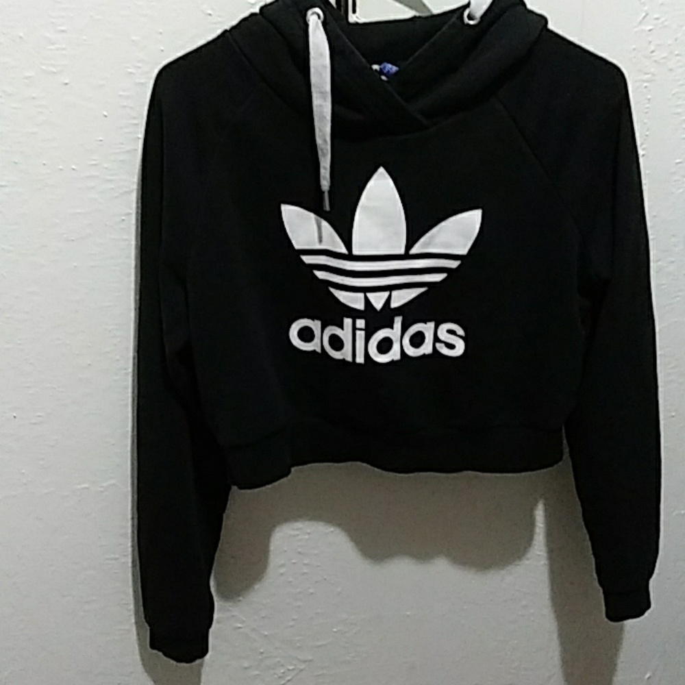 Adidas black hoodie crop